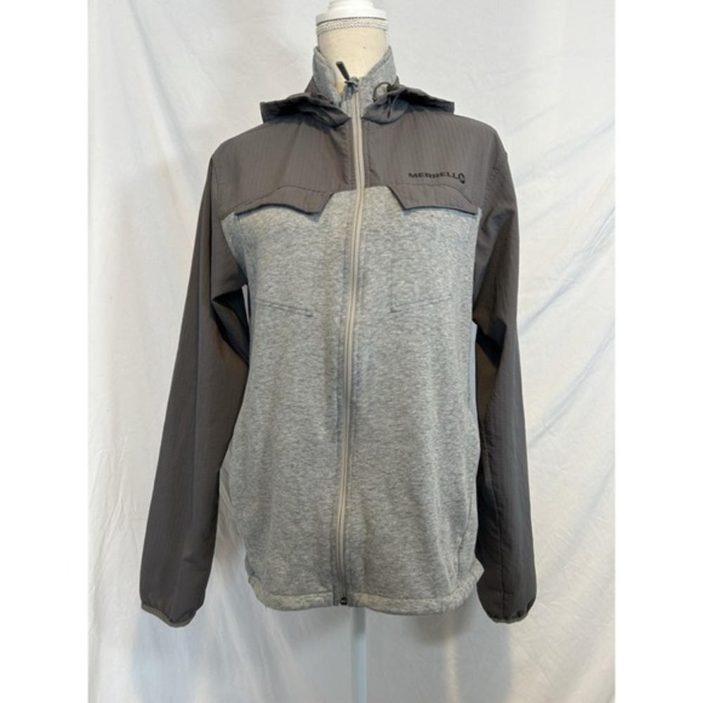 Merrell Hooded Proterra Hybrid Jacket Mens Gray Full‎ Zip Ripstop Small